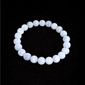 Blue Lace Agate Beaded Bracelet 10mm